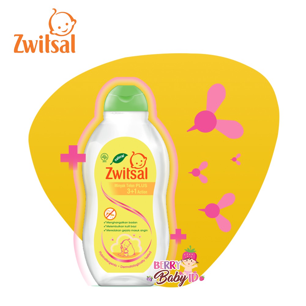 Zwitsal Minyak Telon Bayi Anak Plus 3+1 Action Anti Nyamuk 100 ml Berry Mart