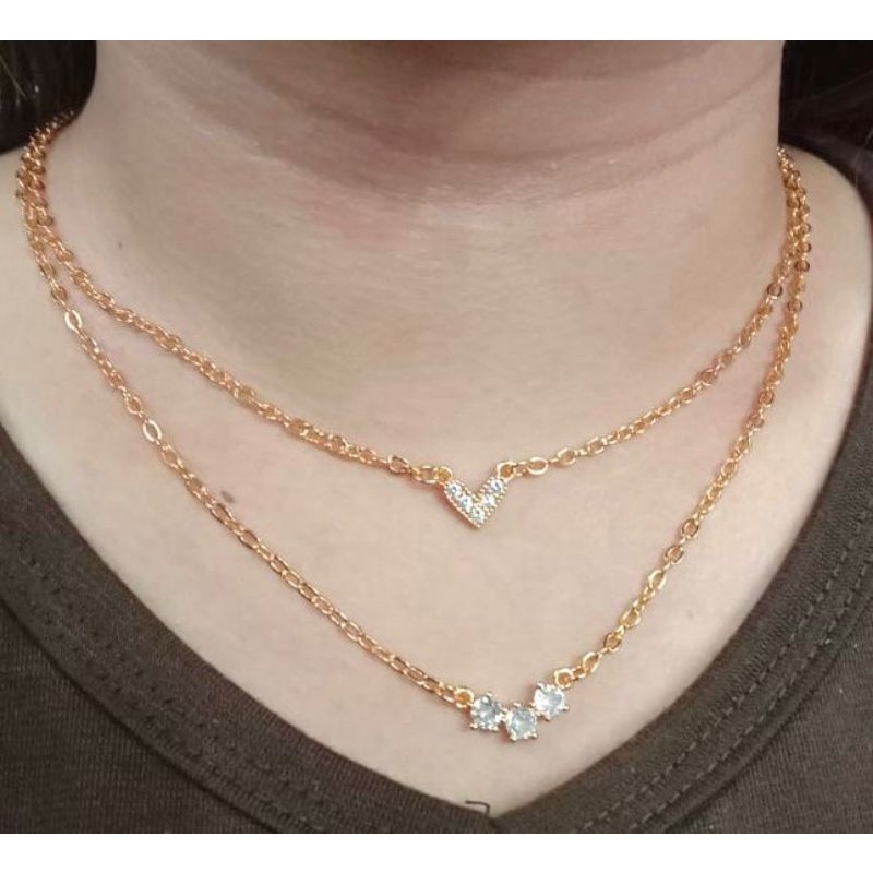 kalung susun kalung perhiasan lapis emas kalung