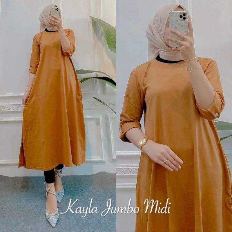 Kayla midi/midi dress kekinian/midi cewek muslimah terbaru/midi bahan combad terbaru