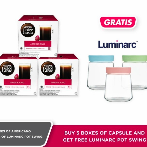 

Kopi - Nescafe Dolce Gusto New Americano 3 Box+ Luminaric Pot Swing Free