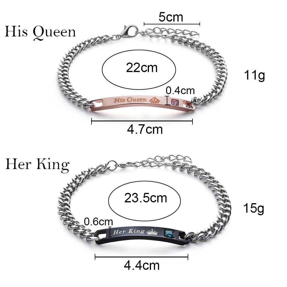 Atasan Couple Gelang Fashion Pria Dan Wanita Love Bangle His Queen