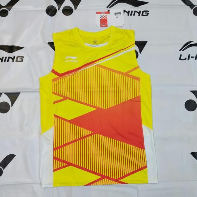 Baju Kaos Singlet Badminton Lining Import Kuning