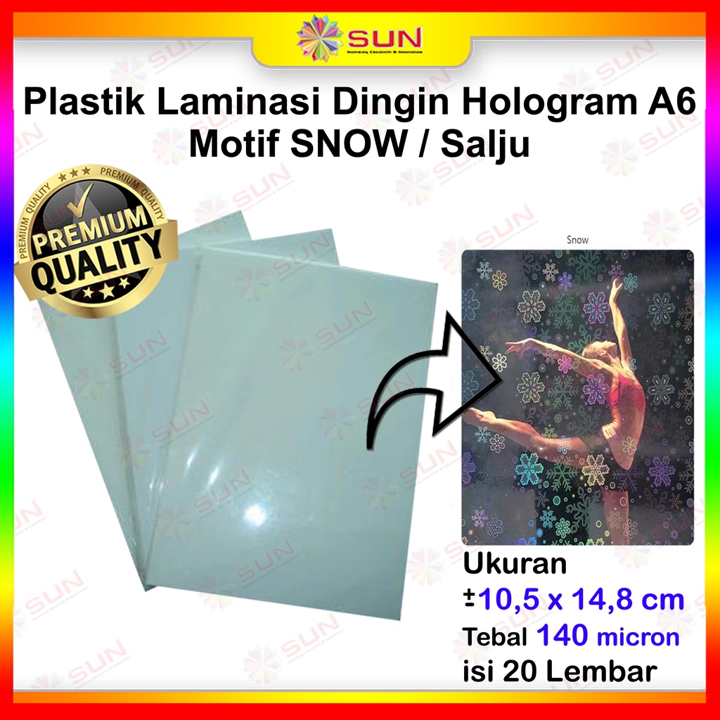 Plastik Laminasi Dingin A6 Hologram / Texture  - Snow , Rainbow Colorful , Small Bubble ( Pelindung 