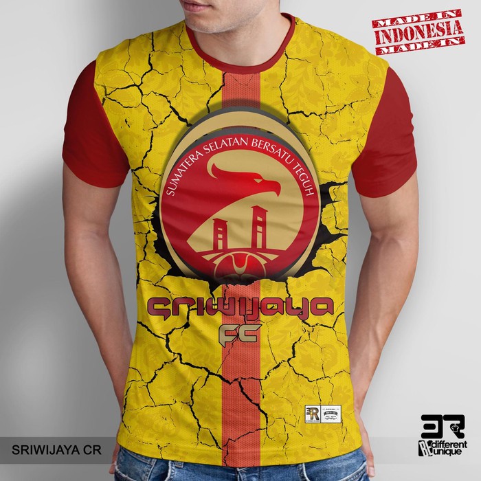 KAOS PRINT 3D DISTRO 3R UNISEX DEWASA & ANAK MOTIF SEPAK BOLA LOKAL SRIWIJAYA FC CRACK ( SRIWIJAYA C