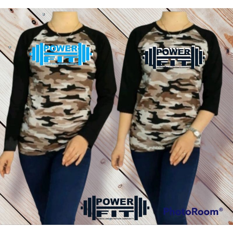 KAOS BAJU WANITA HERBALIFE RAGLAN ARMY HITAM LORENG READY STOK