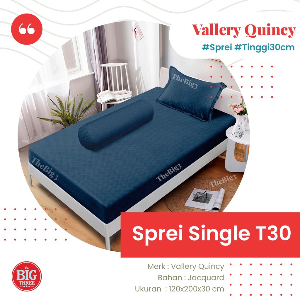 Sprei Polos 120x200 Tinggi 30 QUINCY VALLERY warna merah biru hijau pink coklat - Single Size 120 SP