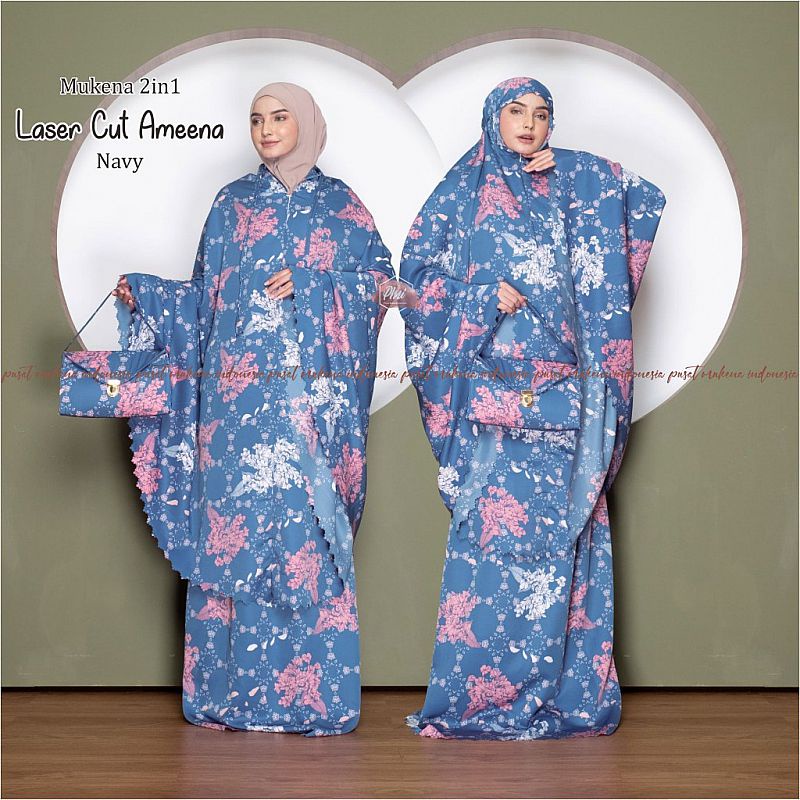Mukena Jumbo 2in1 Satin Maxmara Silk Motif Cantik dengan Tas Pouch Elegan Mukena Travel Traveling Am