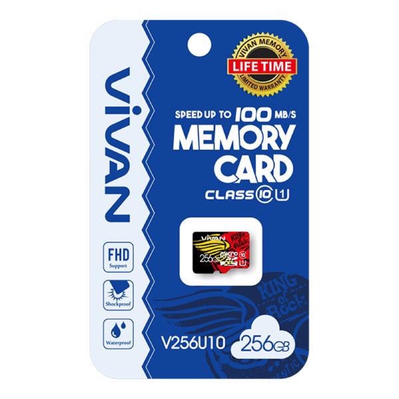 VIVAN Micro SD V256U10/V128U10 256GB/128GB Class 10 TF Card - Black + Red - Garansi Resmi 1 Tahun