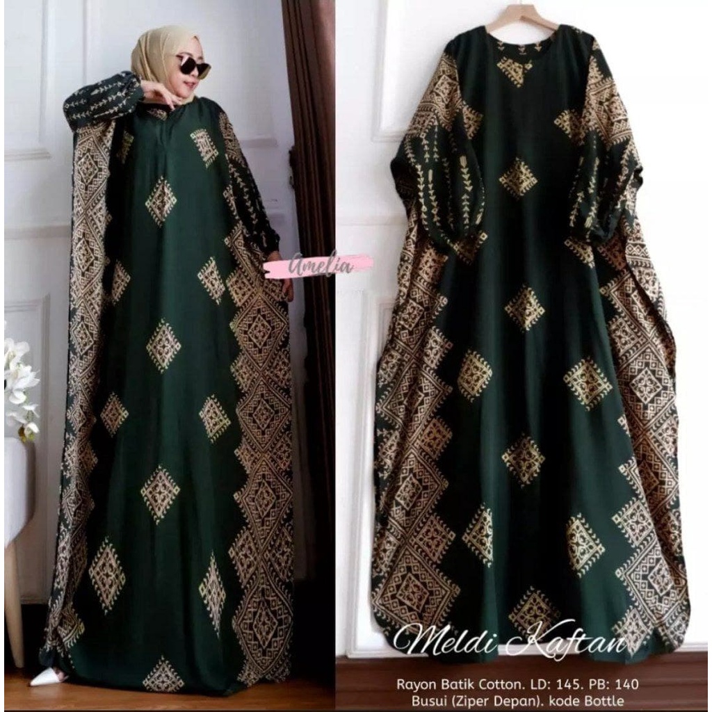 Meldi Home Kaftan - Kaftan Wanita Jumbo Rayon Tie Dye Premium Gamis Dress Kekinian Bigsize LD 180 cm