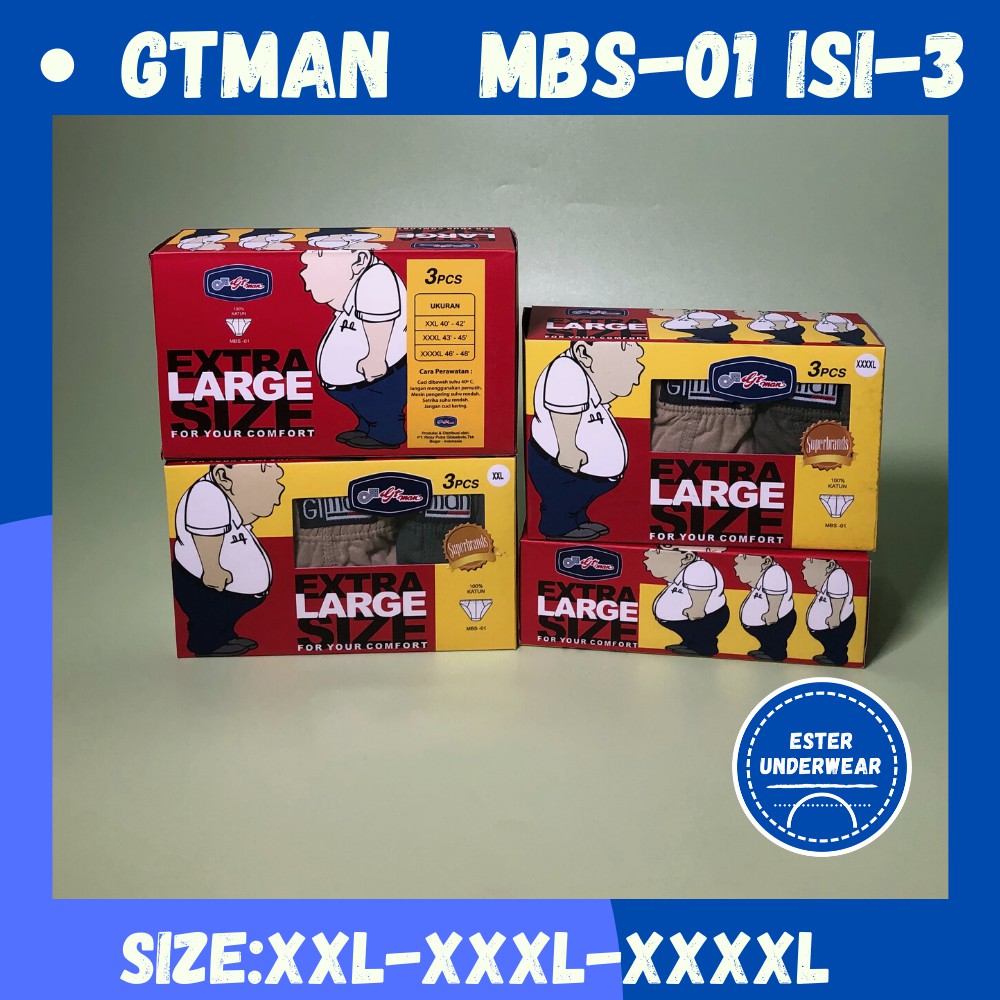 Celana Dalam Pria Gtman  BIG SIZE MBS 01 ISI 3 PCS