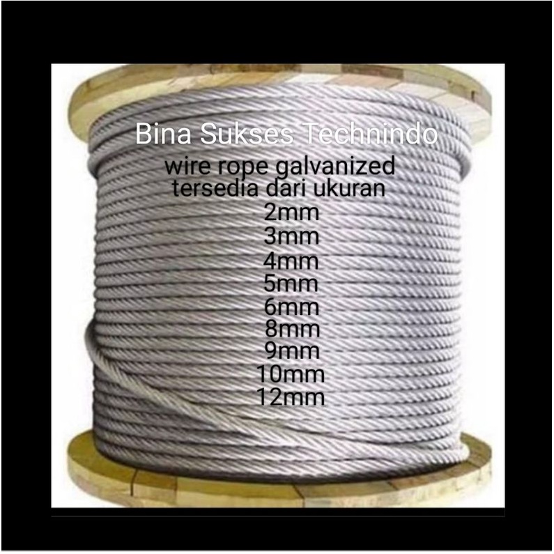 

kawat seling 6x12 HC 10mm galvanis / kabel wire rope galvanized 10 mm