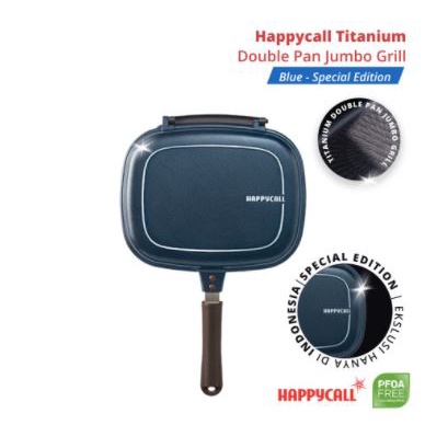 Happycall Titanium Double Pan Jumbo Grill Blue ORIGINAL ASLI KOREA