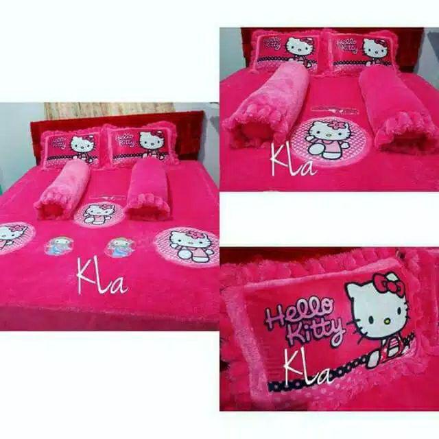 Terlaris ! Sprei Bulu Rasfur Motif / Karakter Sarban Sargul Rempel +  Resleting