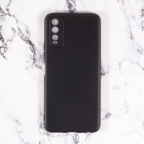 SoftCase Macaron Black Vivo Y20 Y20i Y12S TPU Full Black Protection Camera Non Slip