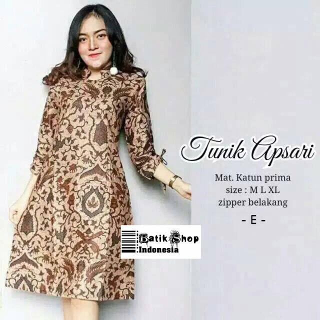 Tunik Apsari Sogan Genes Kode C Batik Klasik Kondangan Baju Tunic Kerja Seragaman Kantoran Modern