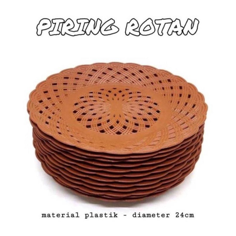 Piring rotan plastik 1 lusin