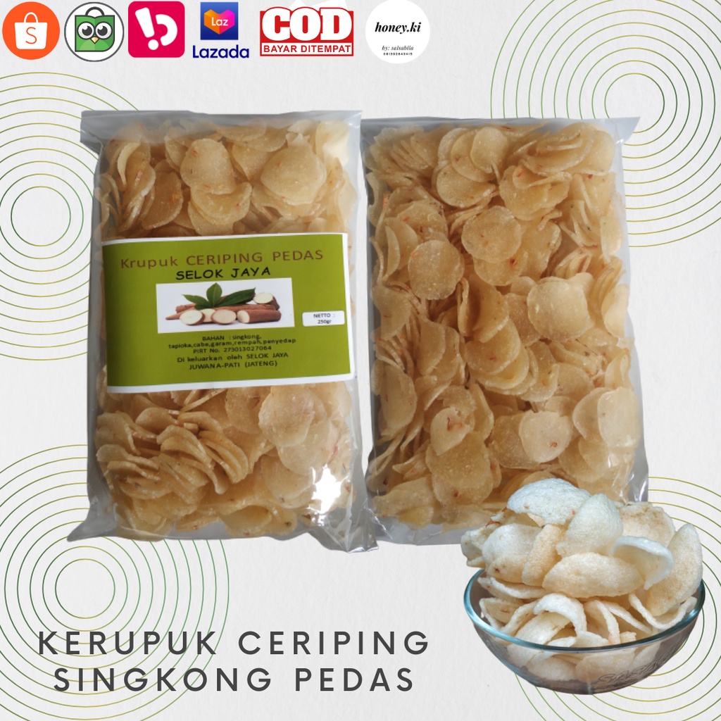 

Kerupuk Ceriping Singkong Pedas/Opak Koin Mentah