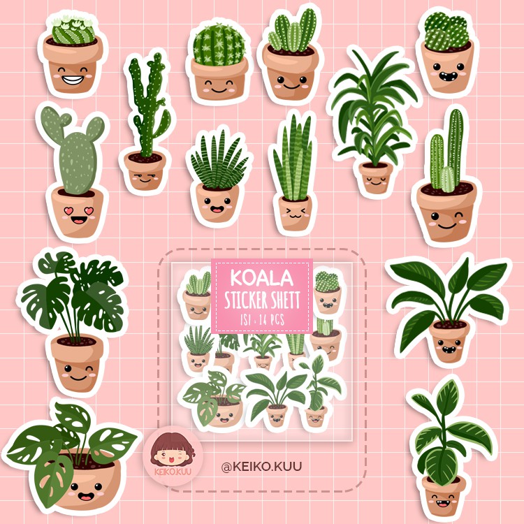 

STICKER SUCCULENT POT AESTHETHIC LUCU WATERPROOF MURAH