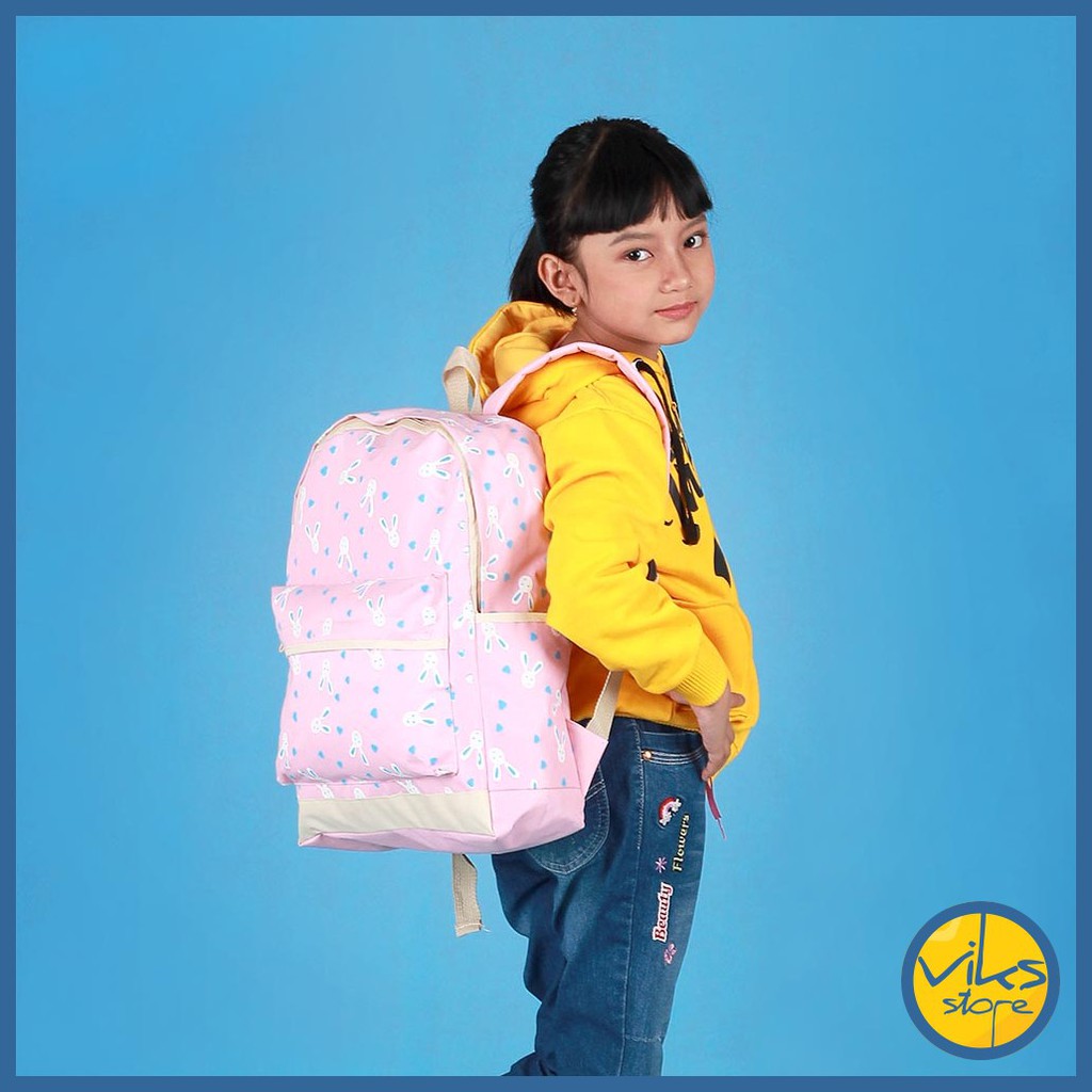 Tas Sekolah Anak Perempuan Cewek Tas Punggung | Tas Ransel | Backpack Premium 4In1 Pink Lucu Simple