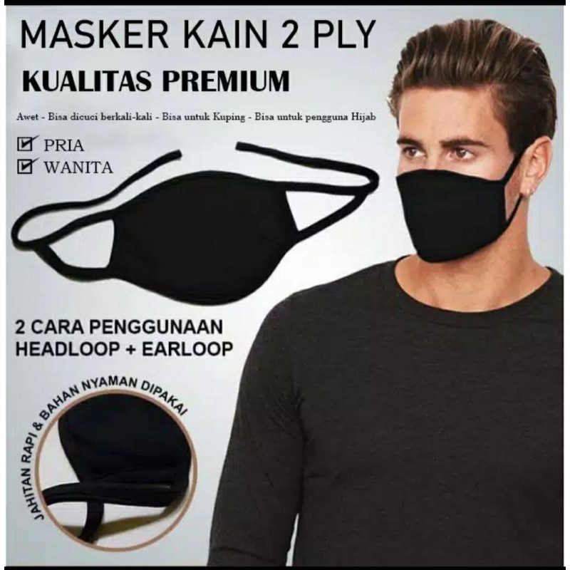 masker kain 2ply bahan halus