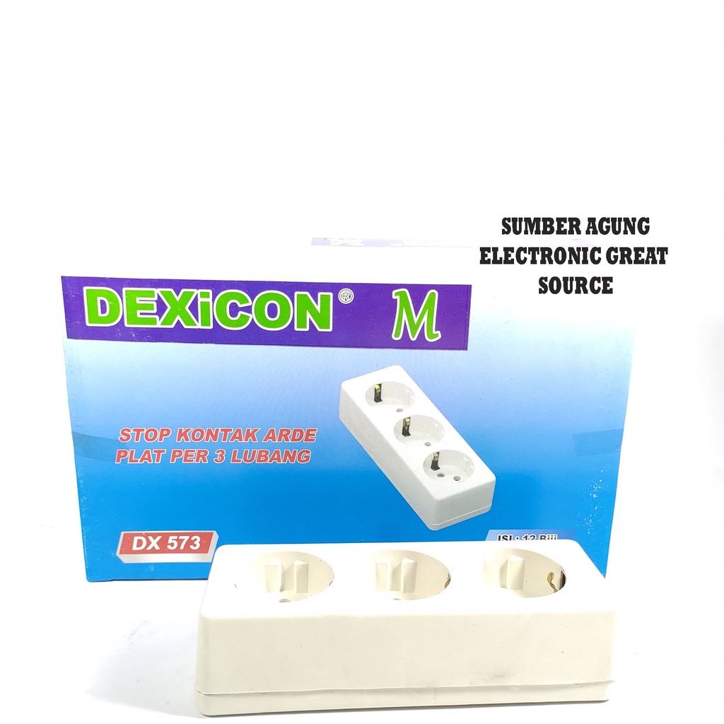 Dexicon M DX573 Stop Kontak Arde Plat Per Lubang3 Lubang Tiga Legong