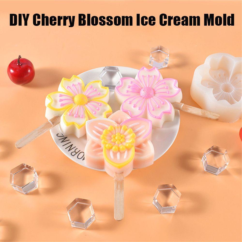 Solighter Cetakan Es Krim Lilin Bunga Sakura Popsicle Homemade Kristal Epoxy Resin