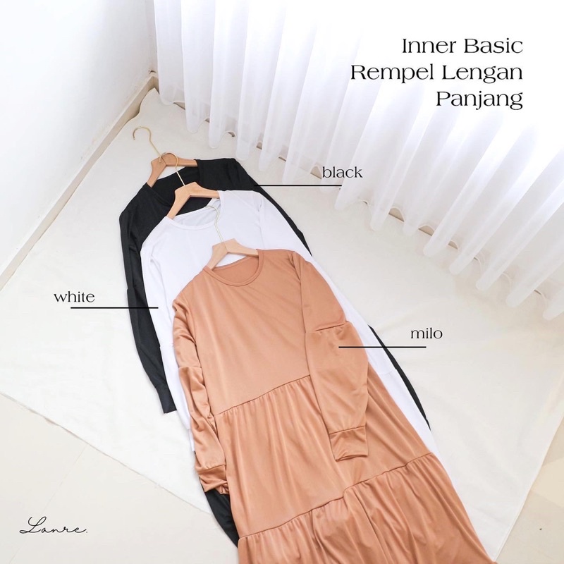 REMPEL BASIC lengan panjang - Basic inner rempel dress flare bahan Jersey - Iner Gamis Wanita Tebal Nyaman