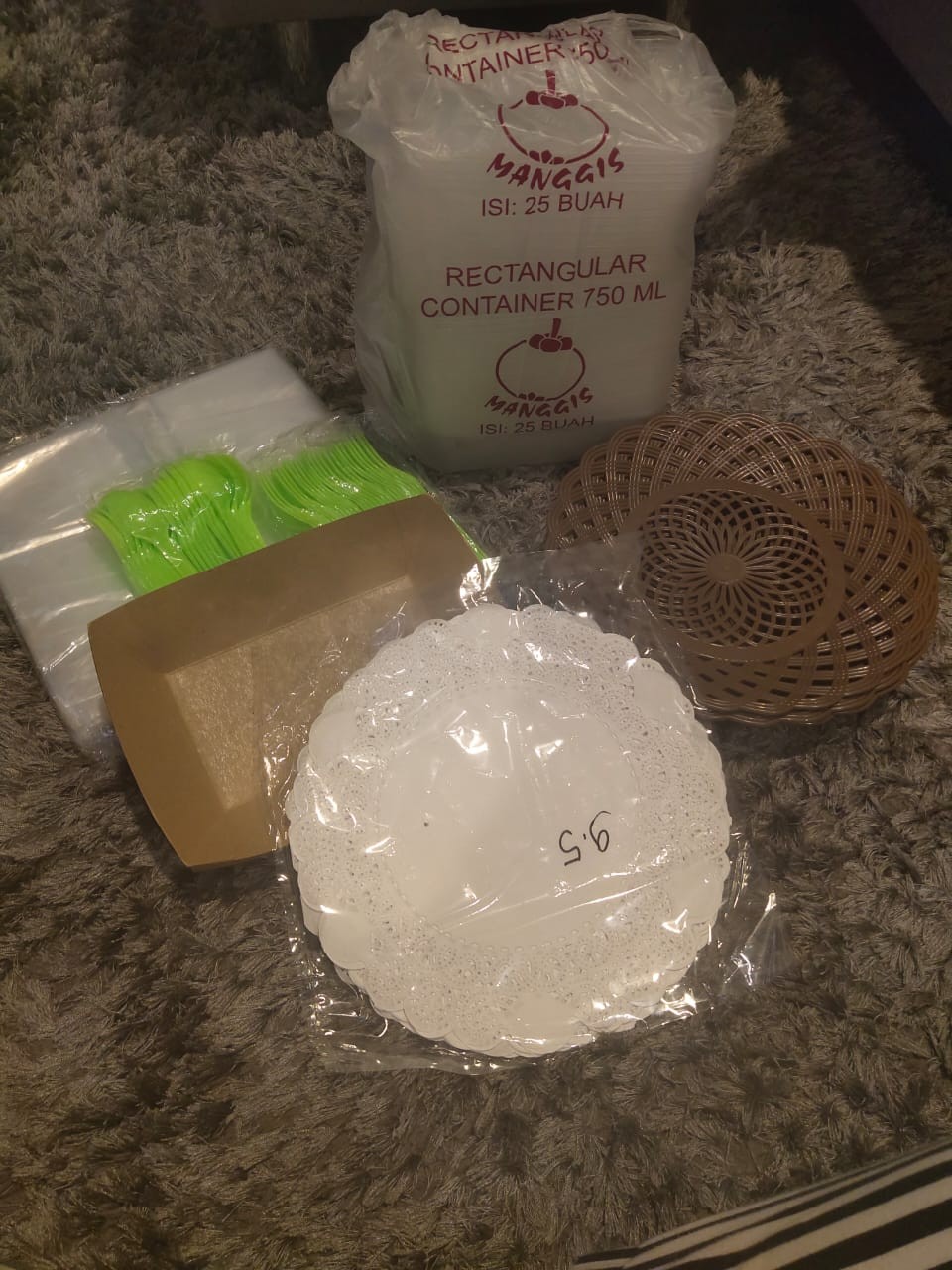 Piring Rotan Plastik 25 Cm - Coklat - Piring Anyaman - Ingke Plastik