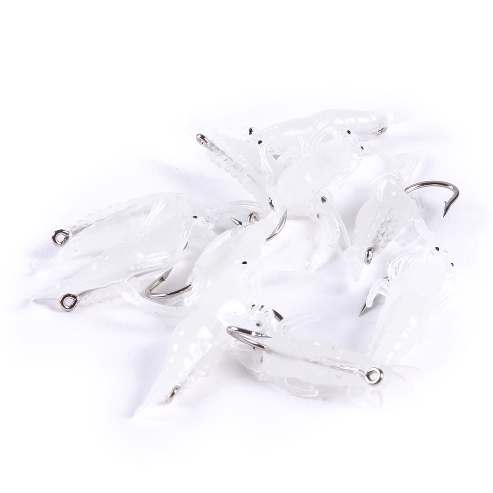 Hengjia 250 Pcs Umpan Pancing Soft Bait Bentuk Udang Imitasi Bahan Silikon Ukuran 4cm 1.5g