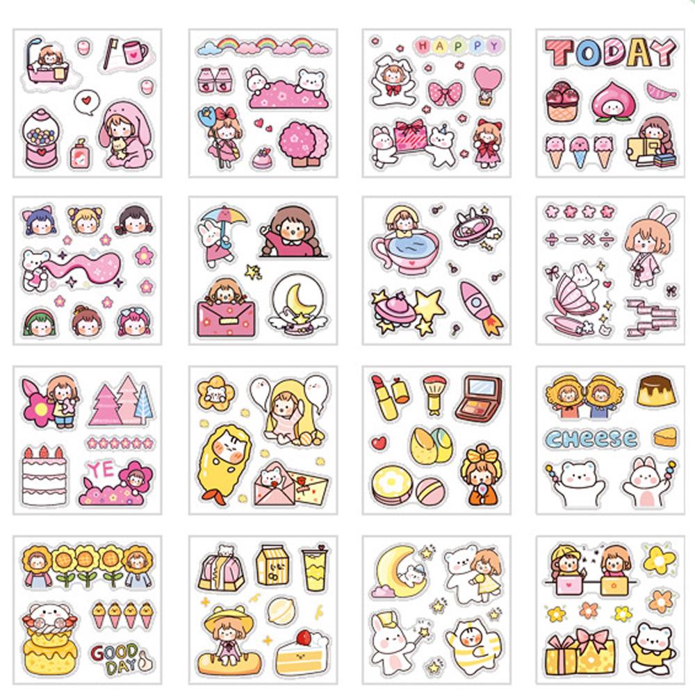 Lanfy Stationery Stiker Wanita Kawaii Scrapbooking Kecil Banget garden Diary Album Dekoratif Border Sticker