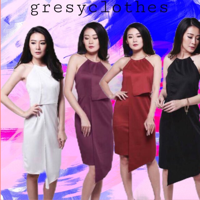 GOLDEN RING HALTER DRESS