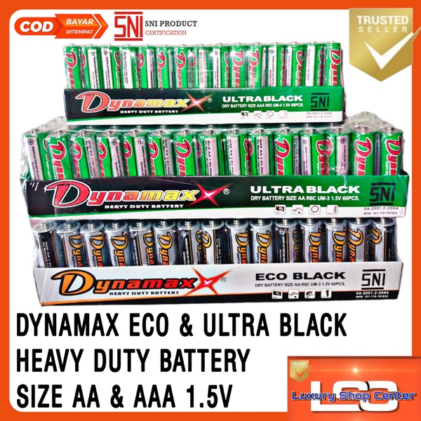 Baterai DYNAMAX ECO DAN ULTRA BLACK AA / AAA 1.5V HIJAU SILVER