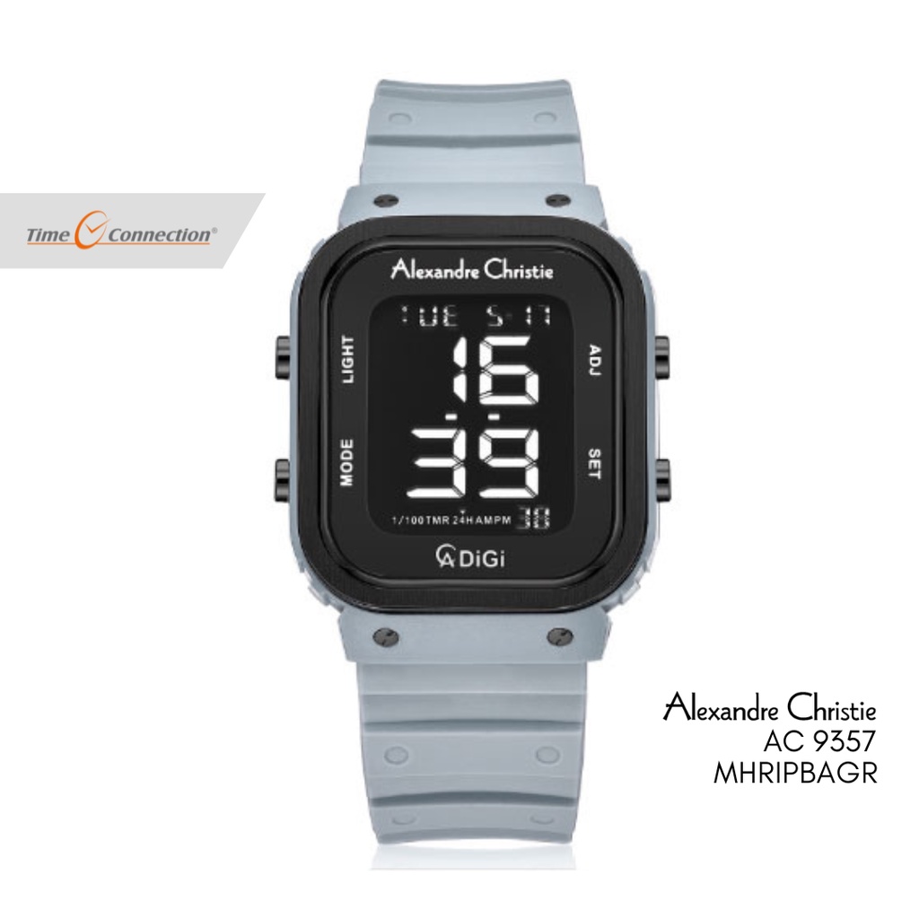 Alexandre Christie AC 9357 MHRIPBAGR Abu Original / Jam Tangan Pria Wanita Digital / Grey Rubber Kar