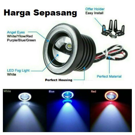 Lampu Foglamp LED 89mm 3.5 Inci 76mm 3 Inch Projector Angel Eyes Mobil Universal 76 / 89 mm Kabut Foglight