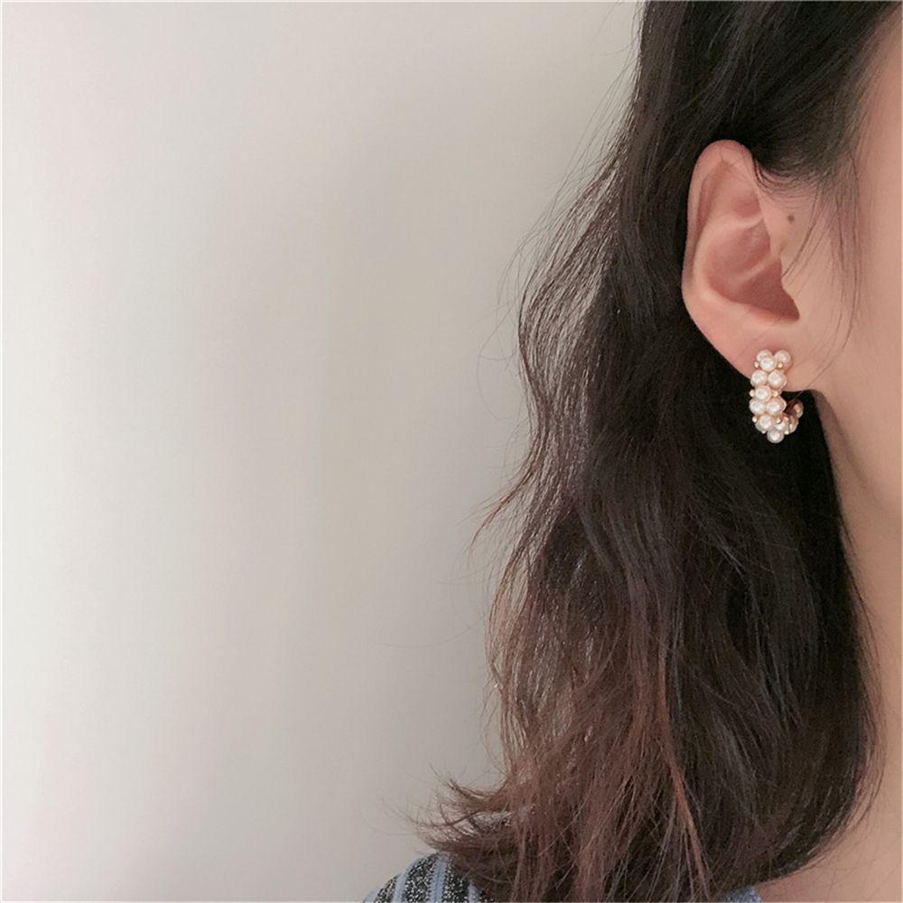 Lily 1pasang Anting Hoop Lucu Korea Setengah Lingkaran Geometris Drop Earrings Ear Stud