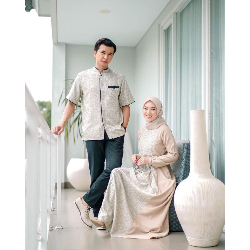 BAJU GAMIS COUPLE SARIMBIT KELUARGA PASANGAN MUSLIM COUPLE HABIBIE  GAMIS PROMO TERBARU 2022