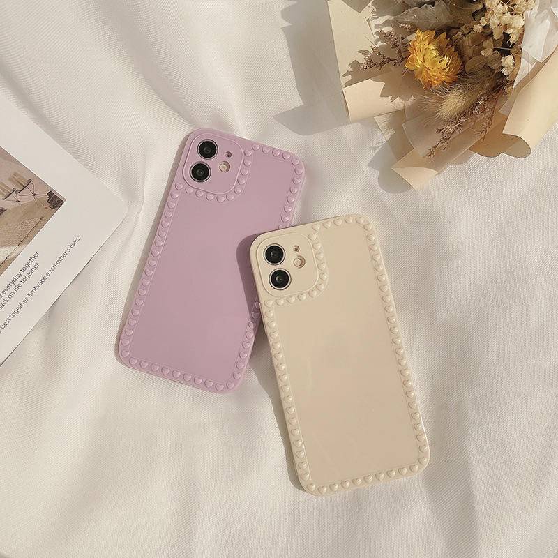 Macaron Candy Casing iPhone 11 12 Pro Max iPhone 8plus 7plus 6 6s Plus 7 8 XR XS MAX SE 2020 Love Heart Glossy Camera Lens Protector Case Soft Cover