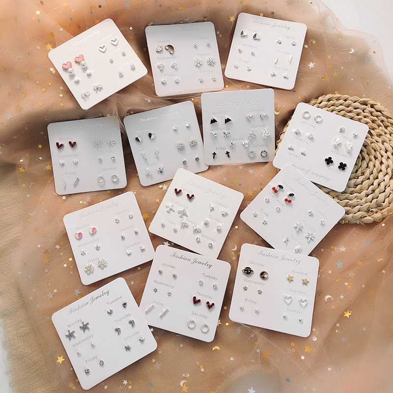 6 Pasang / Set Anting stud Mutiara Kecil Warna PINK Merah Biru Untuk Wanita