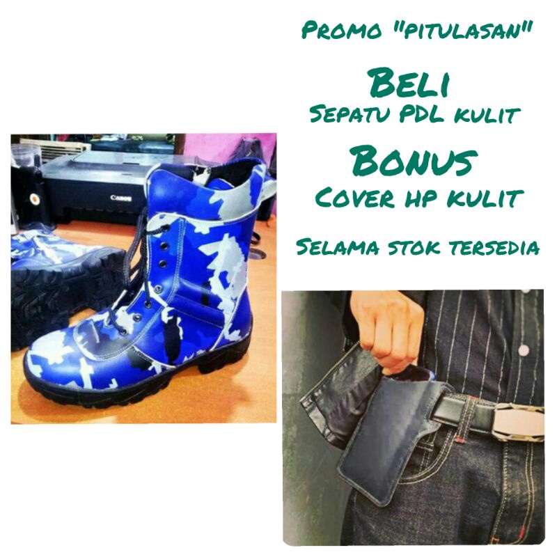 Sepatu PDL kulit batik army