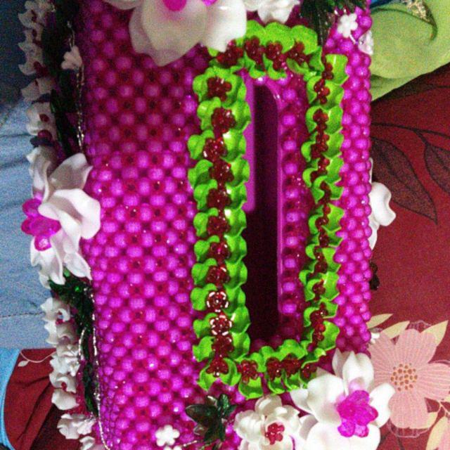 Kotak Tisu Bunga Manik Full