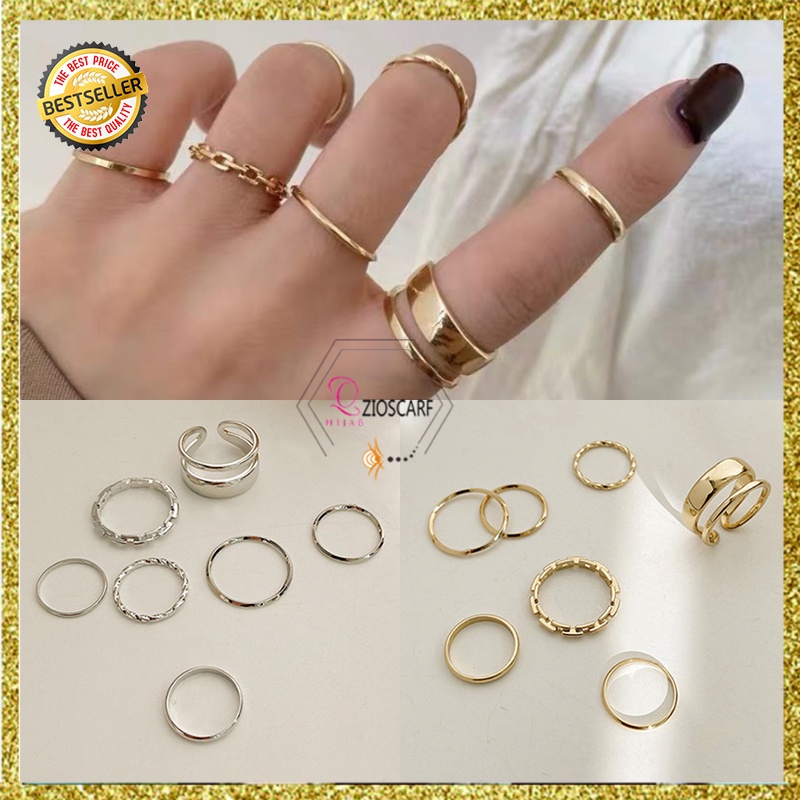 1SET 7PCS CINCIN WANITA KOREA AKSESORIS WANITA GAYA RETRO RING SIMPLE FASHION IMPORT CNC5