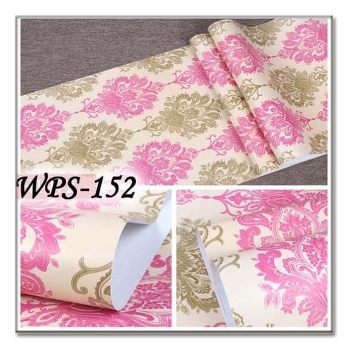 WPS152 SOFT YELLOW N PINK GOLD MOTIF WALPAPER STIKER WALLPAPER STICKER STIKER DINDING TEMBOK RETRO K