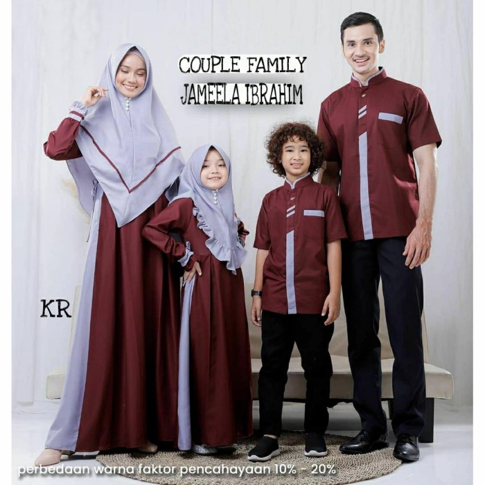 Set-Family-Muslim-Busana- Couple Family Jameela Ibrahim Couple Gamis Syari Couple Keluarga - Maroon,