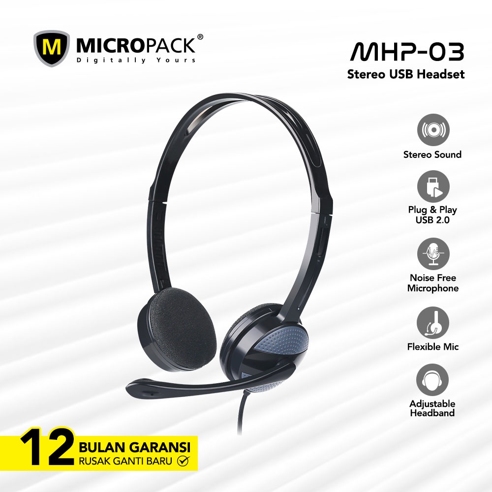 Micropack Stereo USB Headset with Mic for Laptop and Komputer (MHP-03) ORIGINAL GARANSI RESMI