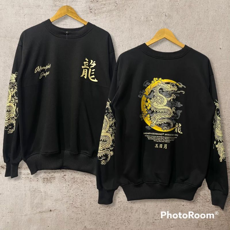 CREWNECK MEMPHIS BLACK/ CREWNECK NAGA FULL SABLON/ CREWNECK HITAM MURAH