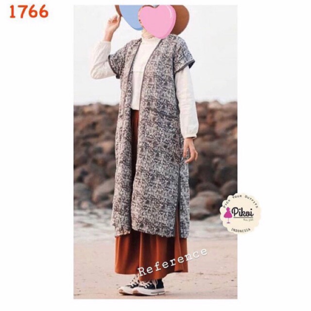 Cardigan katun wanita / cardigan panjang murah / cardigan muslimah lucu / outer hijaber murah / 1766