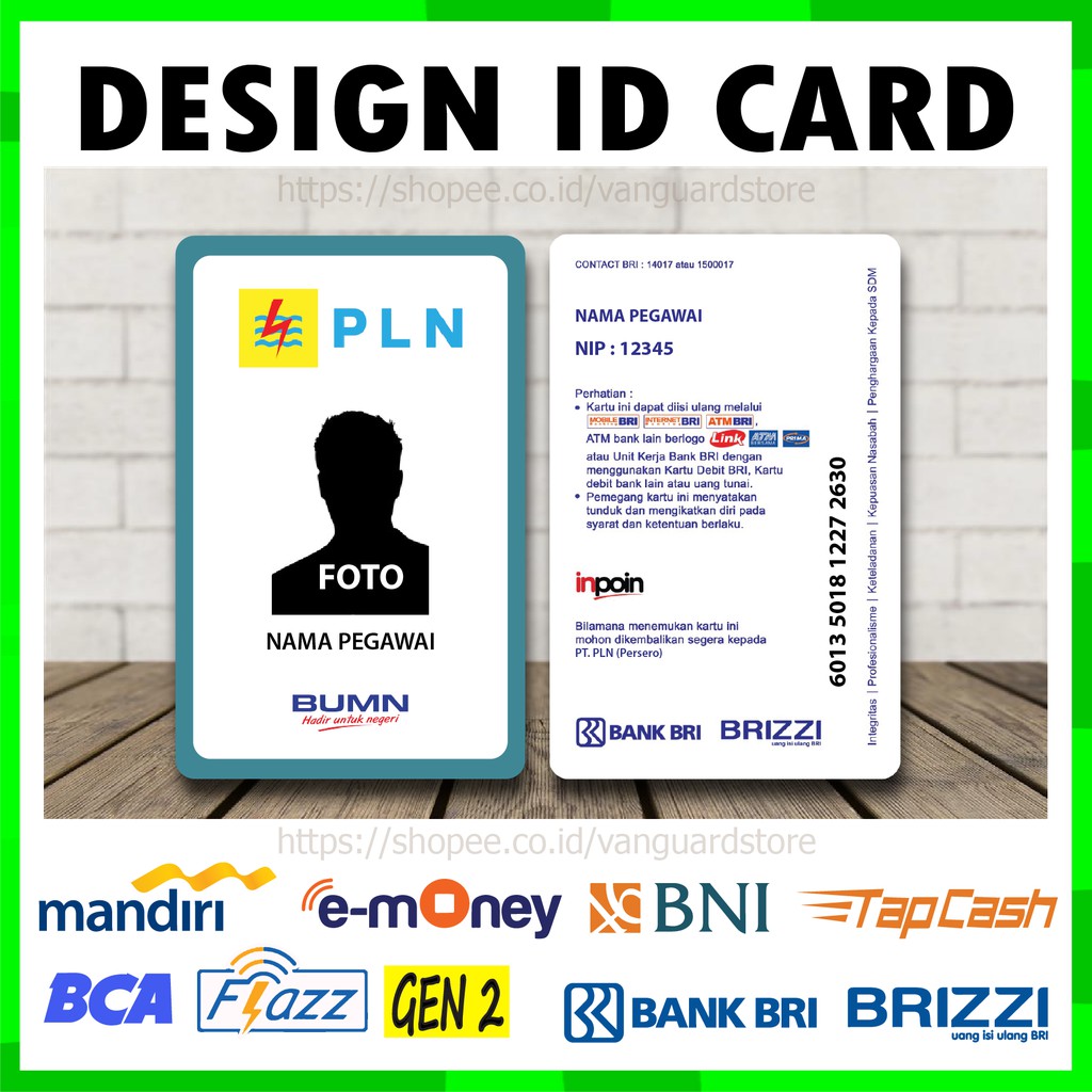 KARTU EMONEY ID CARD PLN KARTU ETOLL E MONEY MANDIRI FLAZZ BCA BRIZZI BRI TAPCASH BNI - 2 SISI