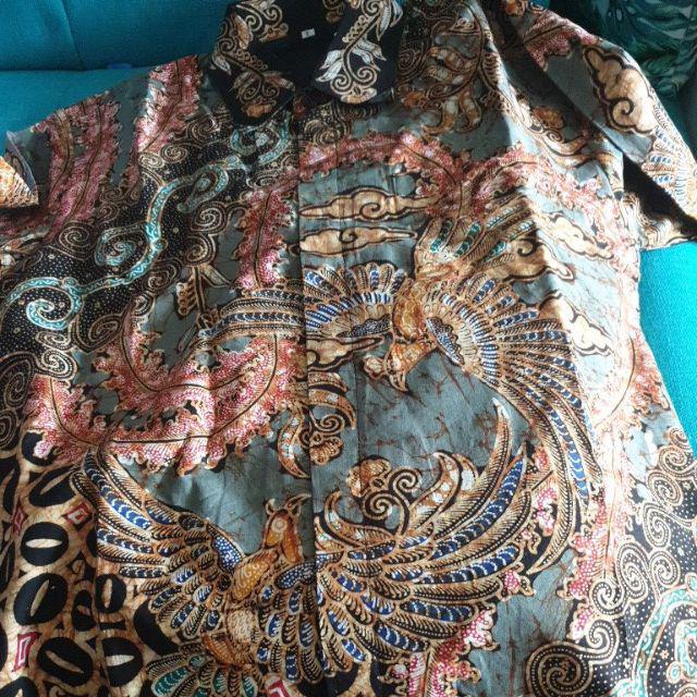 Tulis Batik Hrb026 Kenongo Kemeja Jazv Panjang Pekalongan Padi M L Xl Sogan Tulis Halus Kemeja Batik