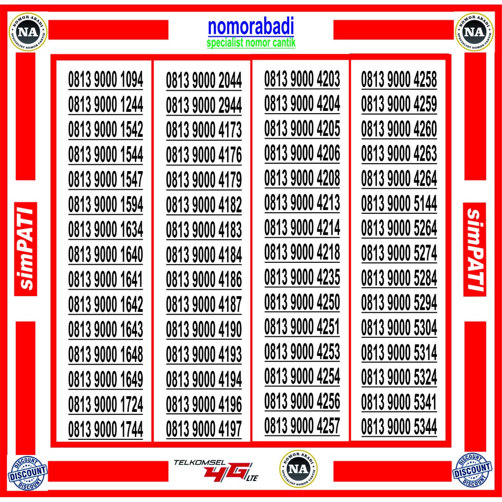 NOMOR CANTIK SIMPATI 9000 H100