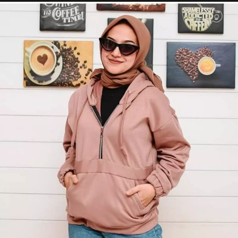 ZAIRA HOODIE || SWEATER SEMI ZIPPER || SWEATER MURAH #ZAI